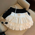 STORESDE Sweet Puffy Cake Women Skirts Korean Fashion Ruched Ruffle Mini Skirt Campus Harajuku Casual Versatile Elastic Waist Solid Skirt
