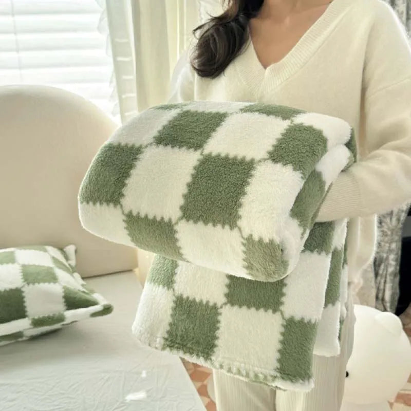 STORESDE 1 piece pink white flannel panda fleece soft and comfortable blanket nap blanket suitable for sofa bed sofa office suitable
