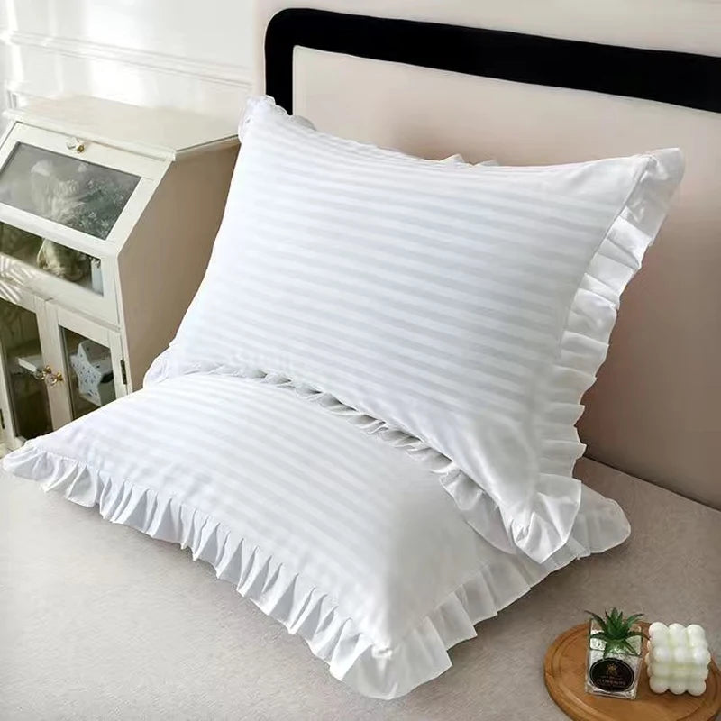 STORESDE Princess Pillowcases With Ruffles Multiple Sizes Pillow Cover Comfortable Pillow Case For Adults Kids