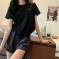 STORESDE Slit Bandage V Neck Sexy Crop Top Women Korean Casual Summer New Short Sleeve T-shirt Y2K Streetwear Trendy Top for Women