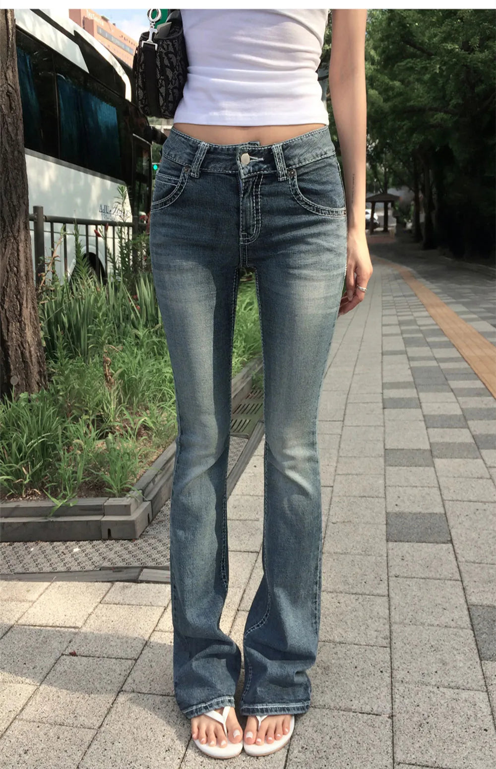 STORESDE Gothic Buddha Head Womens Jeans Y2K Clothes Hip Hop Pocket Embroidery Vintage Blue Baggy Jeans Low Waist Wide Leg Trousers