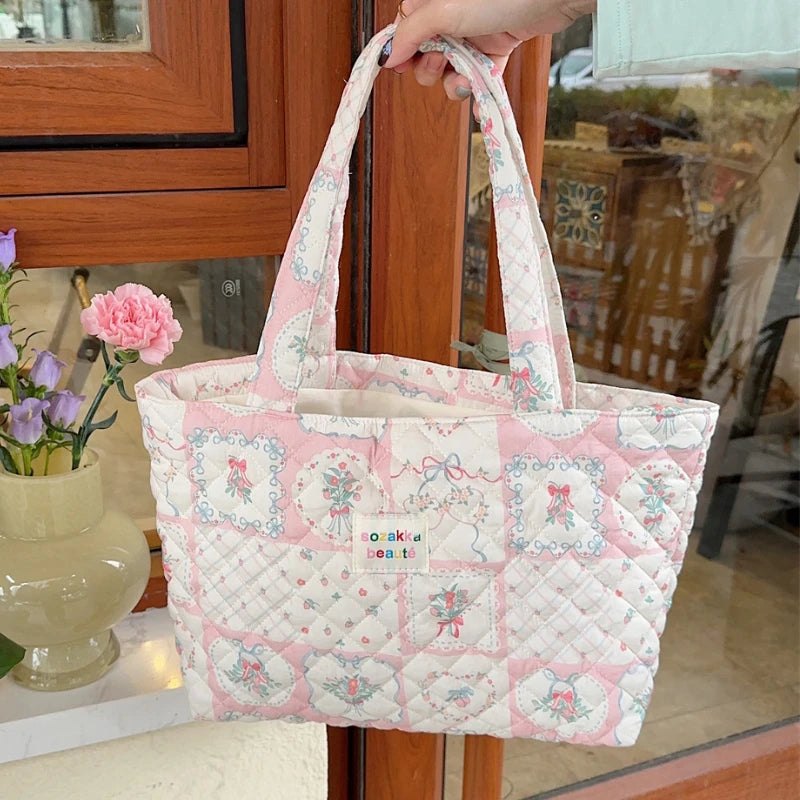 STORESDE Cartoon Print Women's Shoulder Bag Large Capacity Ladies Tote Handbags Soft Quilted Female Travel Shopping Bags Girls Book Bag