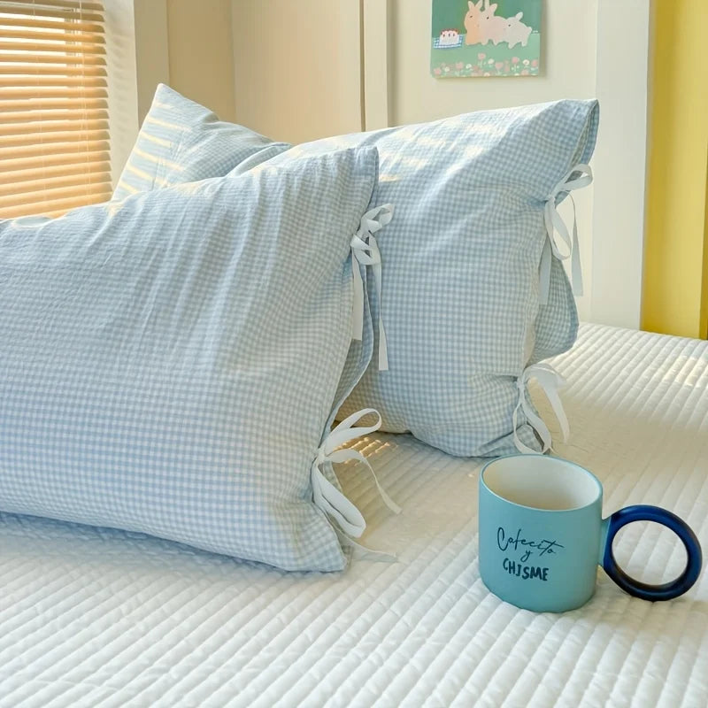 STORESDE 48x74cm Bow Pillow Cover Solid Color Soft Comfortable Covers Cotton Pillow Cover Cute Pillow Sham for Beds Home Decoration Gifts
