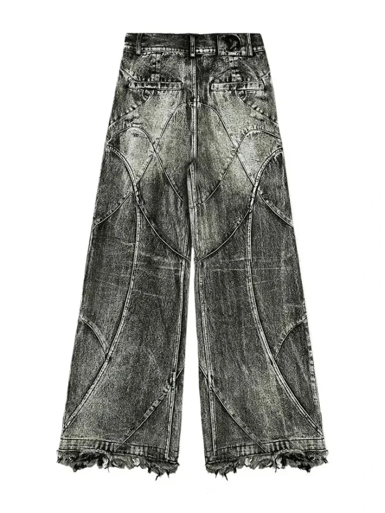 STORESDE Vintage Y2k Streetwear Punk Hip Hop Jeans Women Pants Grunge Baggy Ripped Denim Trousers Gothic Distressed Wide Leg Jeans Goth