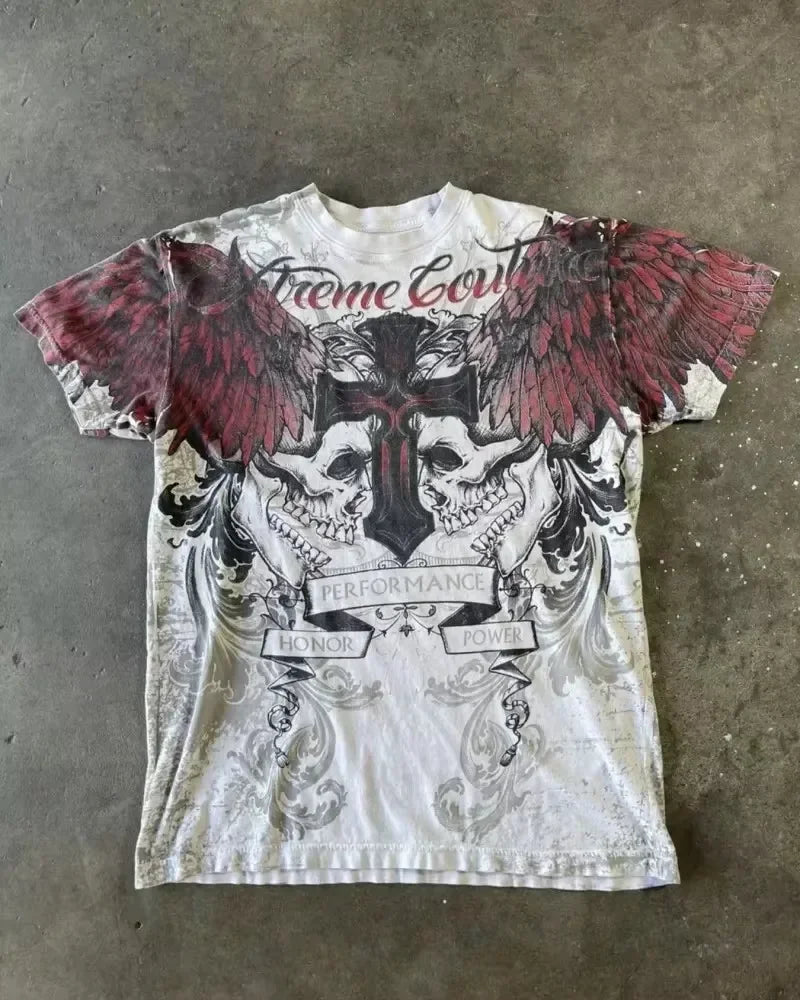 STORESDE American New Retro Trend Printed Long Sleeve 90s Street Hip-Hop Harajuku T-shirt Men Fashion Gothic Casual Pure Cotton Loose Top