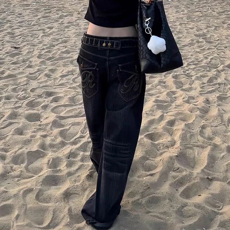 STORESDE American Sle Vintage Bamboo Node Wide Leg Jeans Women Loose Fit High Waist Cleanfit Cotton Casual Summer  Seasonal