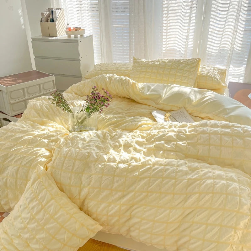 STORESDE The Simple Solid-color Puffon Quilt Cover Is Suitable for Bedroom and Apartment Bedding