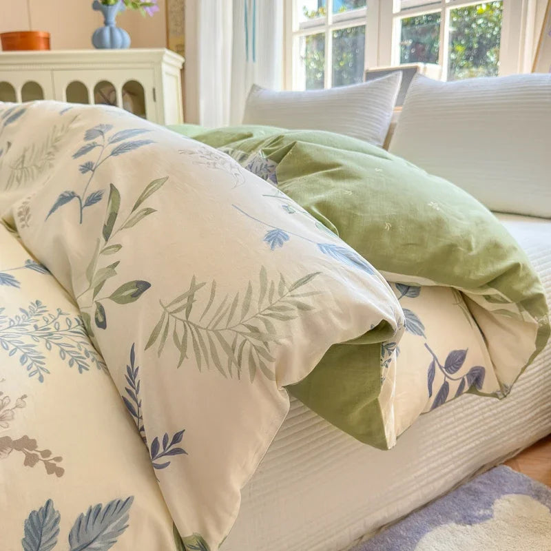 STORESDE Floral Printed Duvet Cover 1Piece- 100% Cotton Luxury Bedding, Pre-Washed for Softness, for Bedroom Decor - Zipper Closure