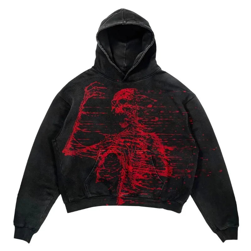 STORESDE Punk Wind Ninja Printed Long-sleeved Hoodies Couples Hip-hop Street Y2k Street Loose Fashion Oversized Hoodies Harajuku Goth Top
