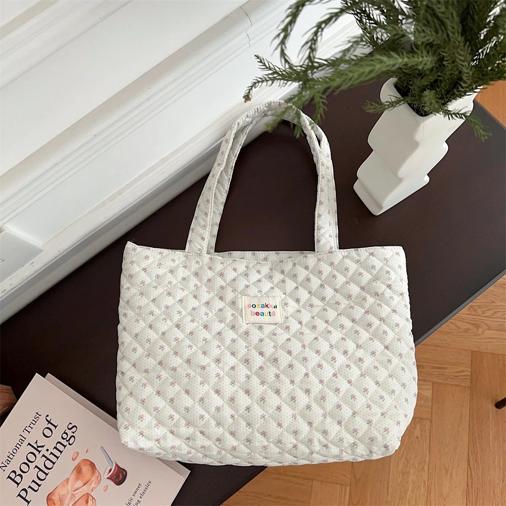 STORESDE Cartoon Print Women's Shoulder Bag Large Capacity Ladies Tote Handbags Soft Quilted Female Travel Shopping Bags Girls Book Bag