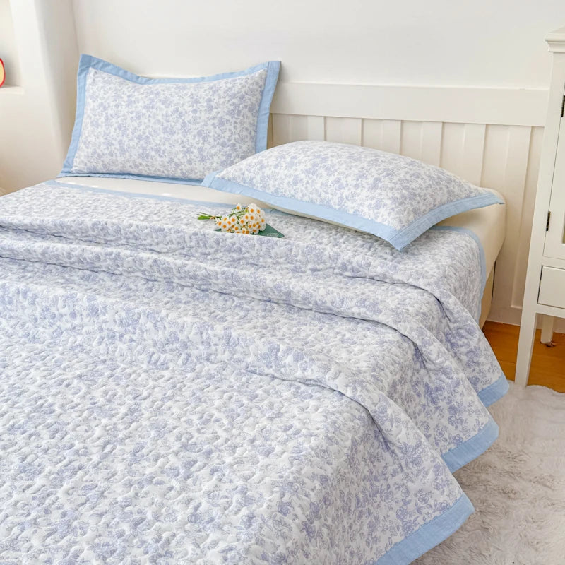 STORESDE 1pc Purple Flower Quilted Bedspreads for Bed Thick Patchwork Blanket Single/Queen/King Floral Style Quilted Duvet Soft Bedspread
