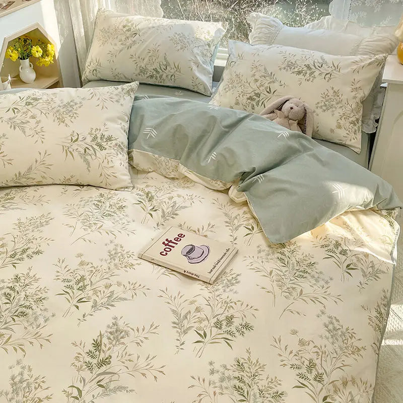 STORESDE Vintage Floral Bedding Set Ins Single Double Size Duvet Cover No Filler Flat Sheet Pillowcase Soft Girls Home Bed Linens