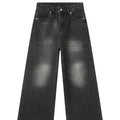 STORESDE Leopard print hem jeans 2000s American casual jeans high waist straight wide leg jeans Harajuku retro women's clothing