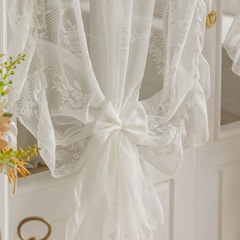 STORESDE French Rococo Vintage Lace Curtains For Bedroom Bay Window, Half Curtains, Korean Style Door Curtain,High-End Home Curtain Decor