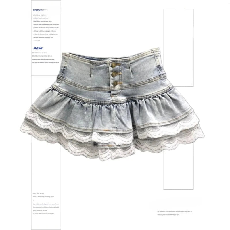 STORESDE Women's Blue Black Riveted Belt Denim Skirt Y2K Harajuku High Street Fashion 90s Sexy A-line Mini Skirt Summer Clothing 2026 New