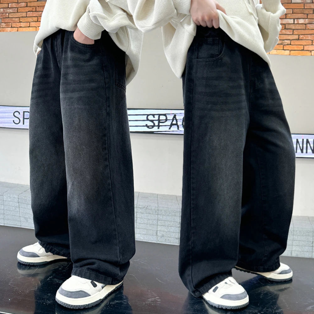 STORESDE Boys' pants Spring and Autumn New style Children's straight leg jeans Medium and large Kids' loose casual pants