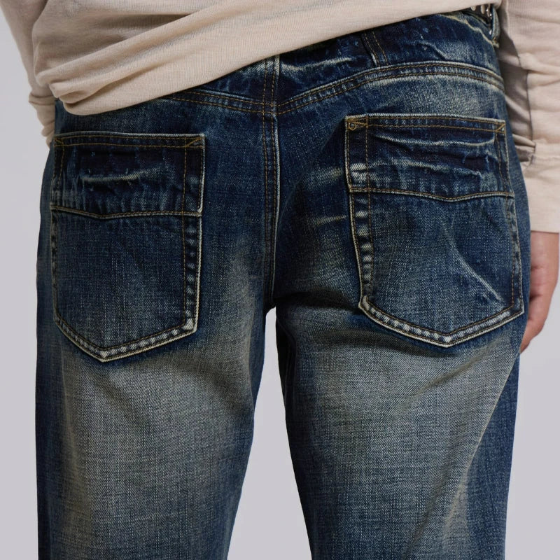 STORESDE Y2K Mid Blue Flared Jeans Vintage Washed Men Women Bootcut Jeans Gothic High Street Unisex Streetwear Retro Baggy wide leg Pants