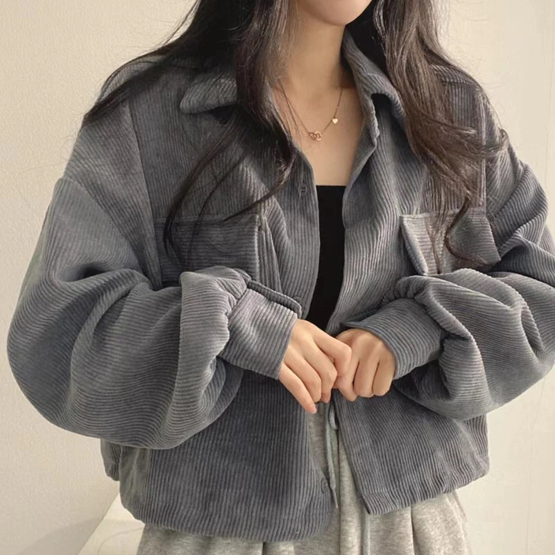 STORESDE Autumn Retro Versatile Single Breasted Turndown Collar Long Sleeved Jacket for Women Coffee Casual with Pockets Loose Coat