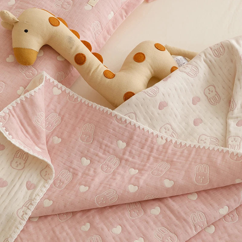STORESDE Pure Cotton Three-layer Yarn Fabric Children Summer Blanket Spring Soft Skin Friendly Quilt Air Conditioner Comforter Adult Kid