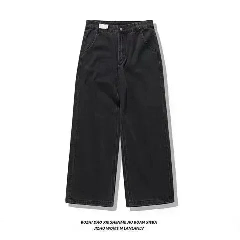 STORESDE Street Fashion Trend Skull Embroidered Jeans Women Harajuku Y2K New Hip Hop Joker Straight Wide-leg Pants Couple Casual Jeans