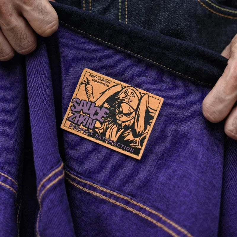 STORESDE SAUCE ZHAN  Men Jacket Selvedge Denim Jacket Men Vintage Purple and Blue Double Sided Dye Regular Fit 12.5 Oz