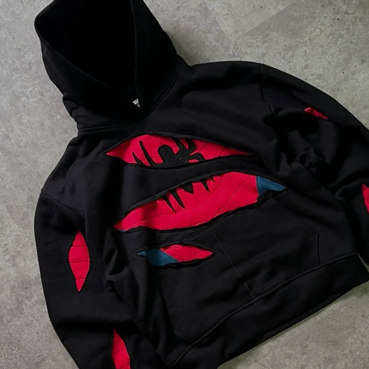 STORESDE American Retro Spider Patchwork Print Hoodies Fashion Oversized Loose Full Zipper Hoodie Men Jacket Gothic Street Y2k Sweatshirt