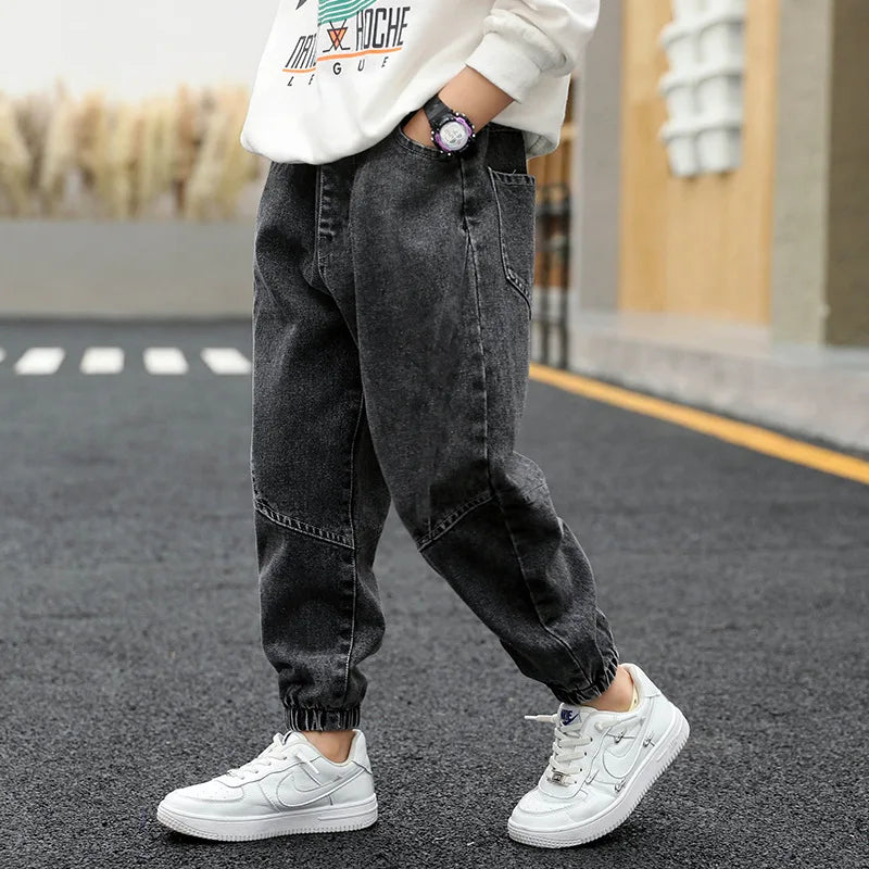 STORESDE Boys Denim Pants Elastic Waist Trousers Spring Autumn New Jeans Teenager Kids Boys Fashion Sports Casual Clothes 2-12 Years