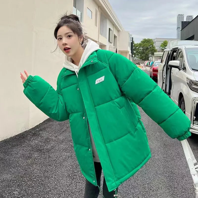 STORESDE Korean Casual Women Cashmere Padded Double-Sided Lamb Wool Cotton-Padded Jacket Y2K New Zipper Hooded Cotton-Padded Jackets Coat