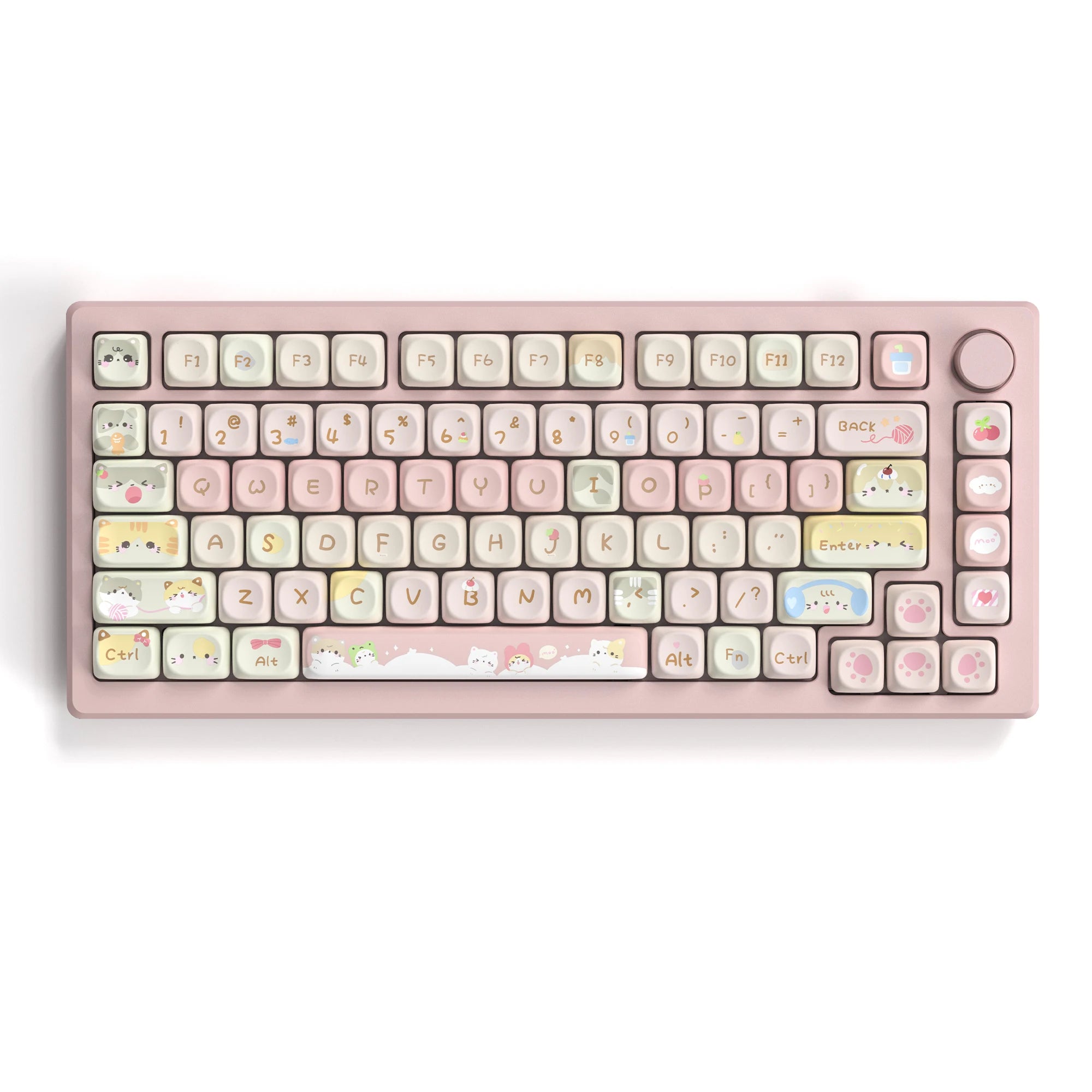 STORESDE Pink Cat Dye Sublimation PBT Keycaps 136 Keys MOA Profile Keyboard Keycaps for Cherry Gateron MX Switches Mechanical Keyboards
