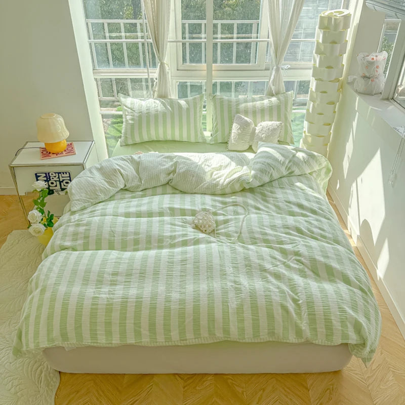 STORESDE Ins Bedding Set with Pillowcase bed sheet Single Full Size Bed Linen Duvet Cover Set Queen/King Double Comforter Cover