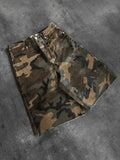 STORESDE Streetwear Python Camo Print Baggy Shorts Harajuku Retro Hip Hop Streetwear Five Quarter Denim Shorts Hip Hop Middle Pants