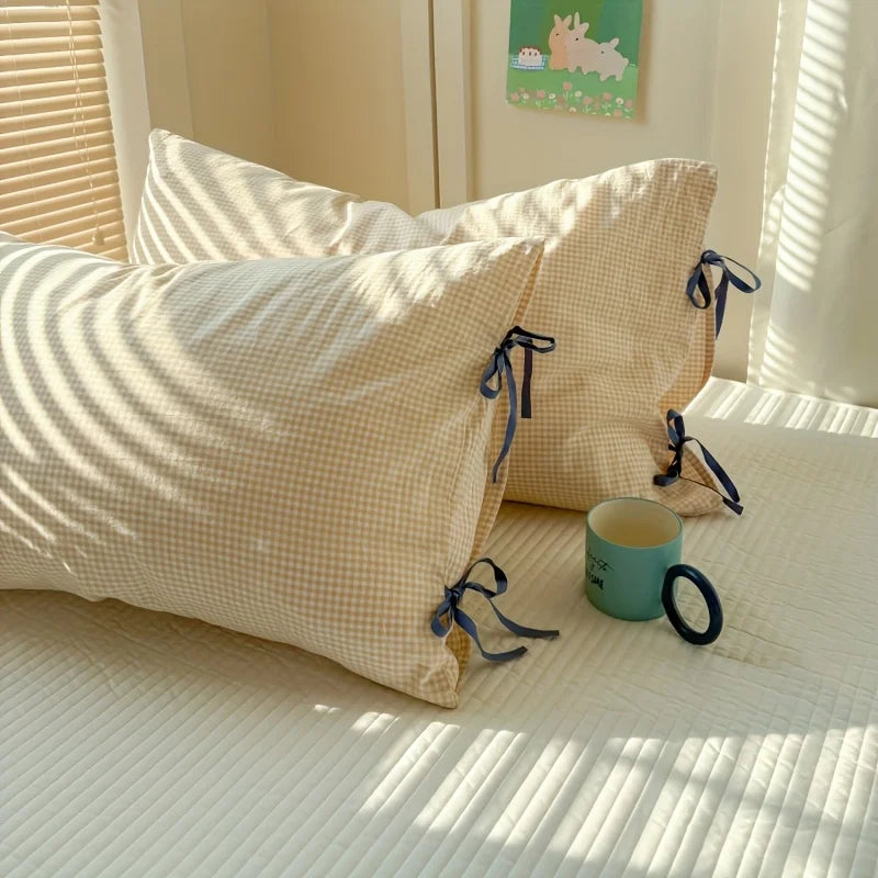STORESDE 48x74cm Bow Pillow Cover Solid Color Soft Comfortable Covers Cotton Pillow Cover Cute Pillow Sham for Beds Home Decoration Gifts