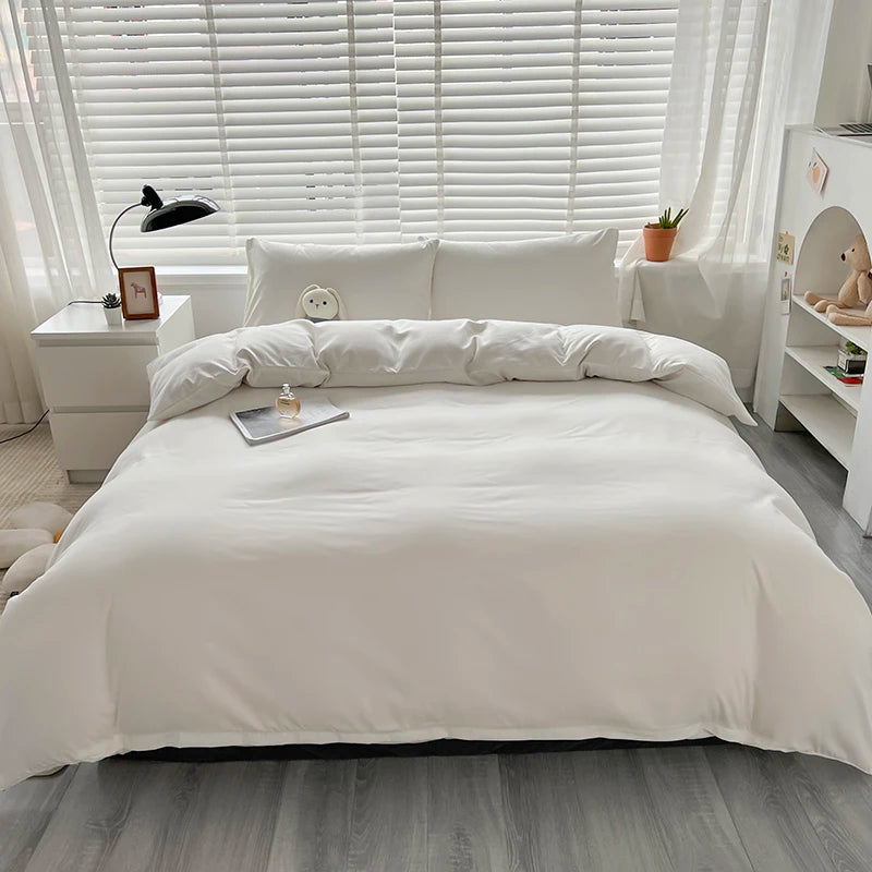 STORESDE 3-piece double color duvet cover + pillowcase, bedding set, soft and breathable bedroom or guest room (without core)