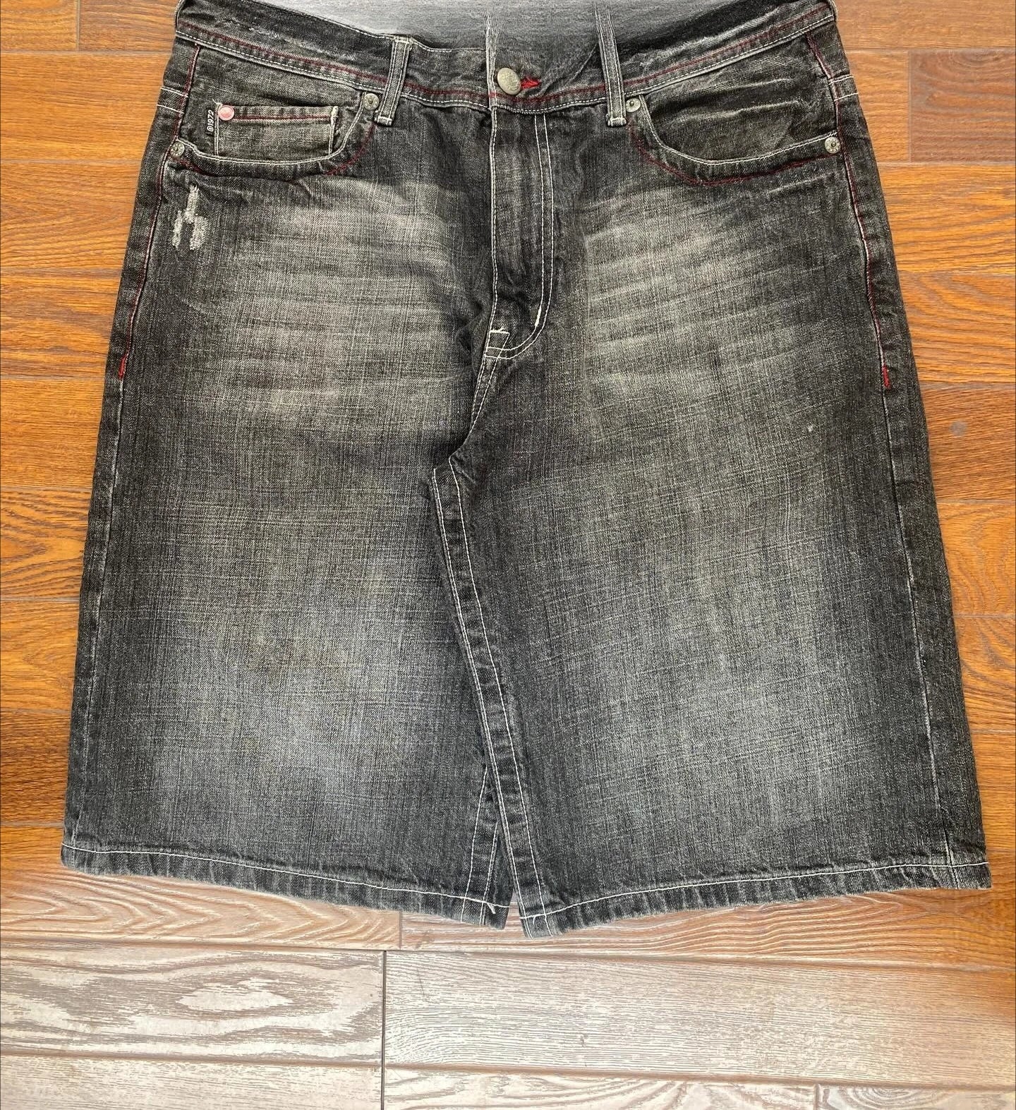 STORESDE American Washed Ecko Denim Shorts Mens Hip-hop Rock Street Fashion Pattern Straight Pants Harajuku Trend Wide Pants