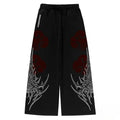 STORESDE Anime Cloud Print Wide Leg Pants Men Women Streetwear Harajuku Loose Trousers with Wing Pattern Elastic Waist Casual Bottoms
