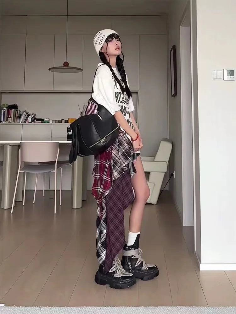 STORESDE 2025 Autumn Summer New Fashion Design Plaid Tassel Short Skirt High Waist Japan Popular Half Skirt Women's Skirt Pants