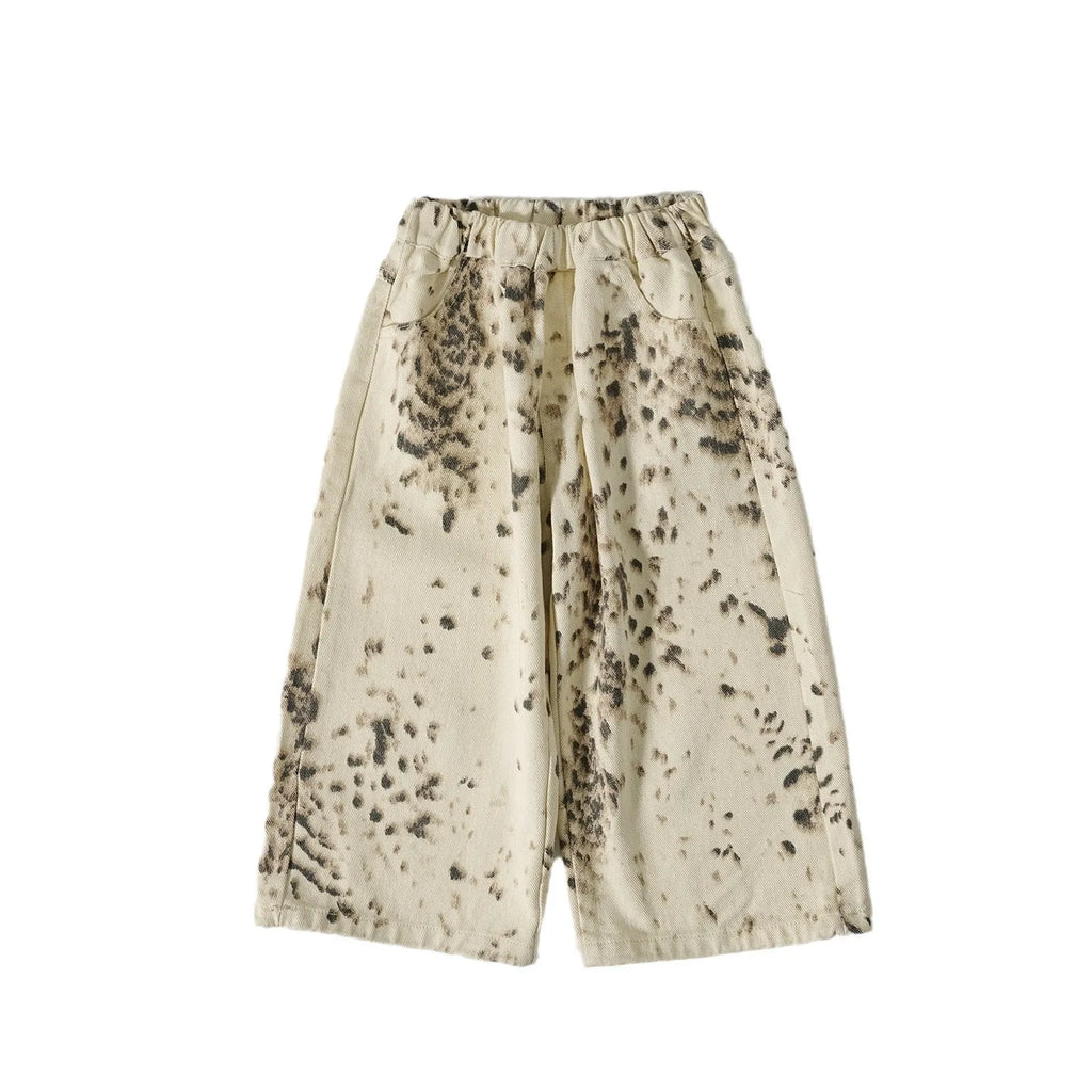 STORESDE 6410 Children Pants Summer Autumn New Boy's Pants Leopard-print Casual Trousers Loose Girl's Wide-leg Pants