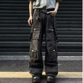 STORESDE Washed Vintage American Street Style Men's Jeans Spring Autumn Loose Straight Leg High Street Vibe Long Trousers