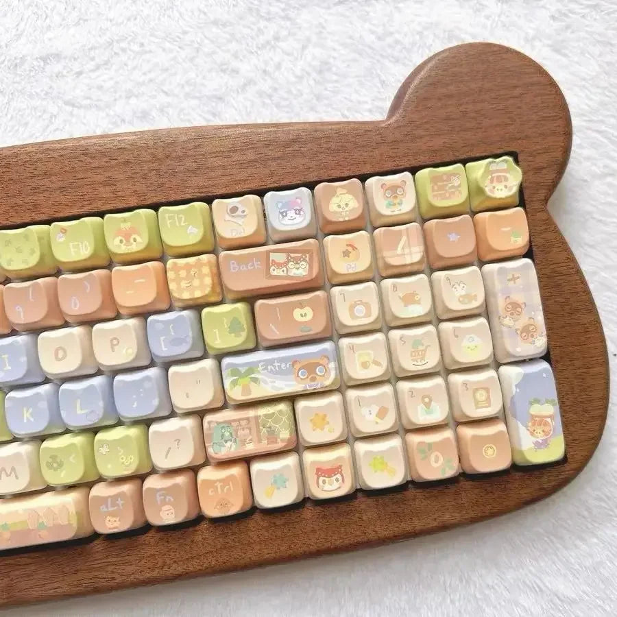 STORESDE 142 Keys Customized Gift Cute Cat keycaps New MAO Keycaps Square Thermal Sublimation Mechanical Keyboard 2.25 U 2.75U for Alice