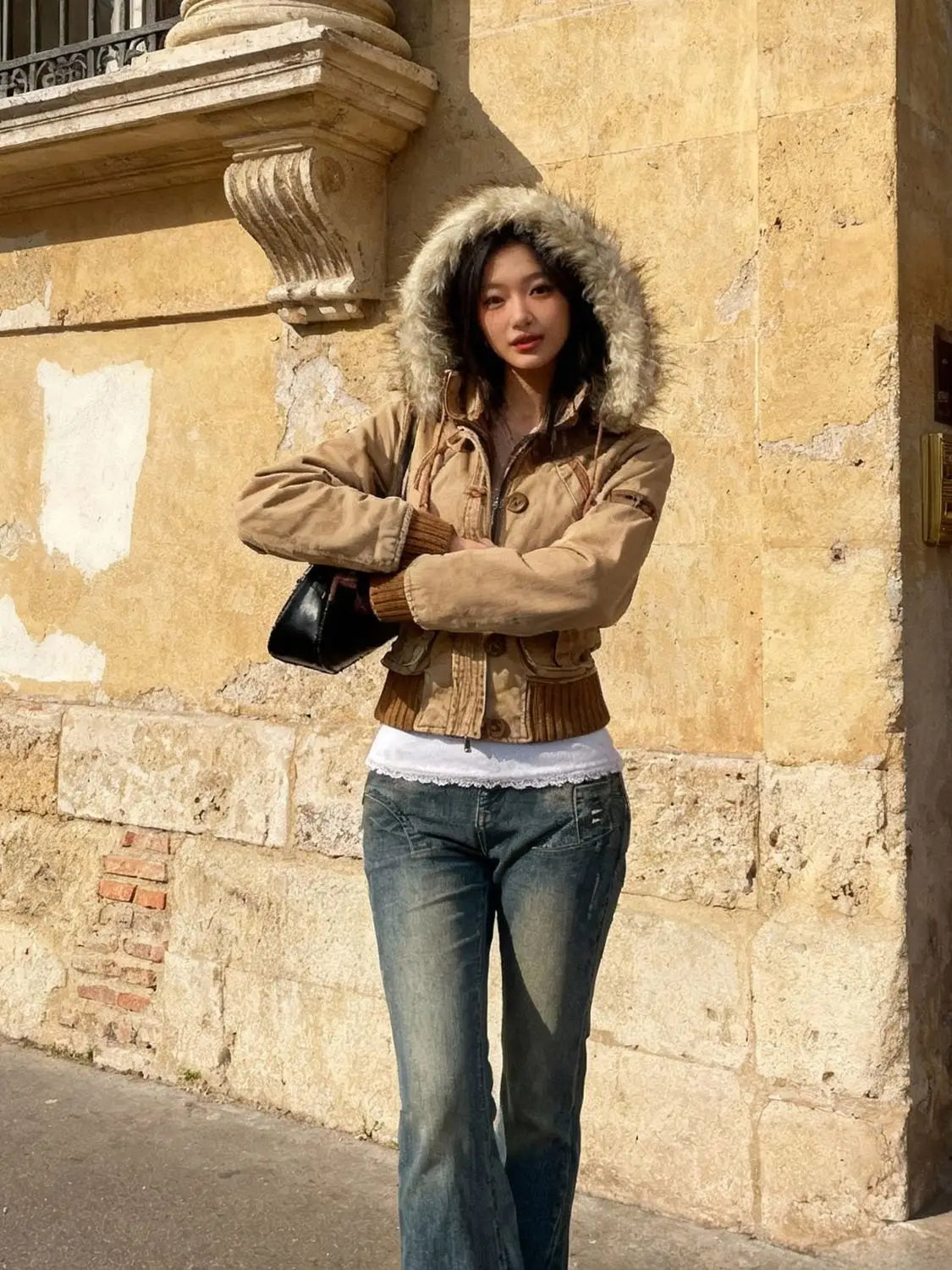 STORESDE Autumn and winter fashion jacket millennium style brown 2025Y2K retro new style waist slimming short coat small versatile top