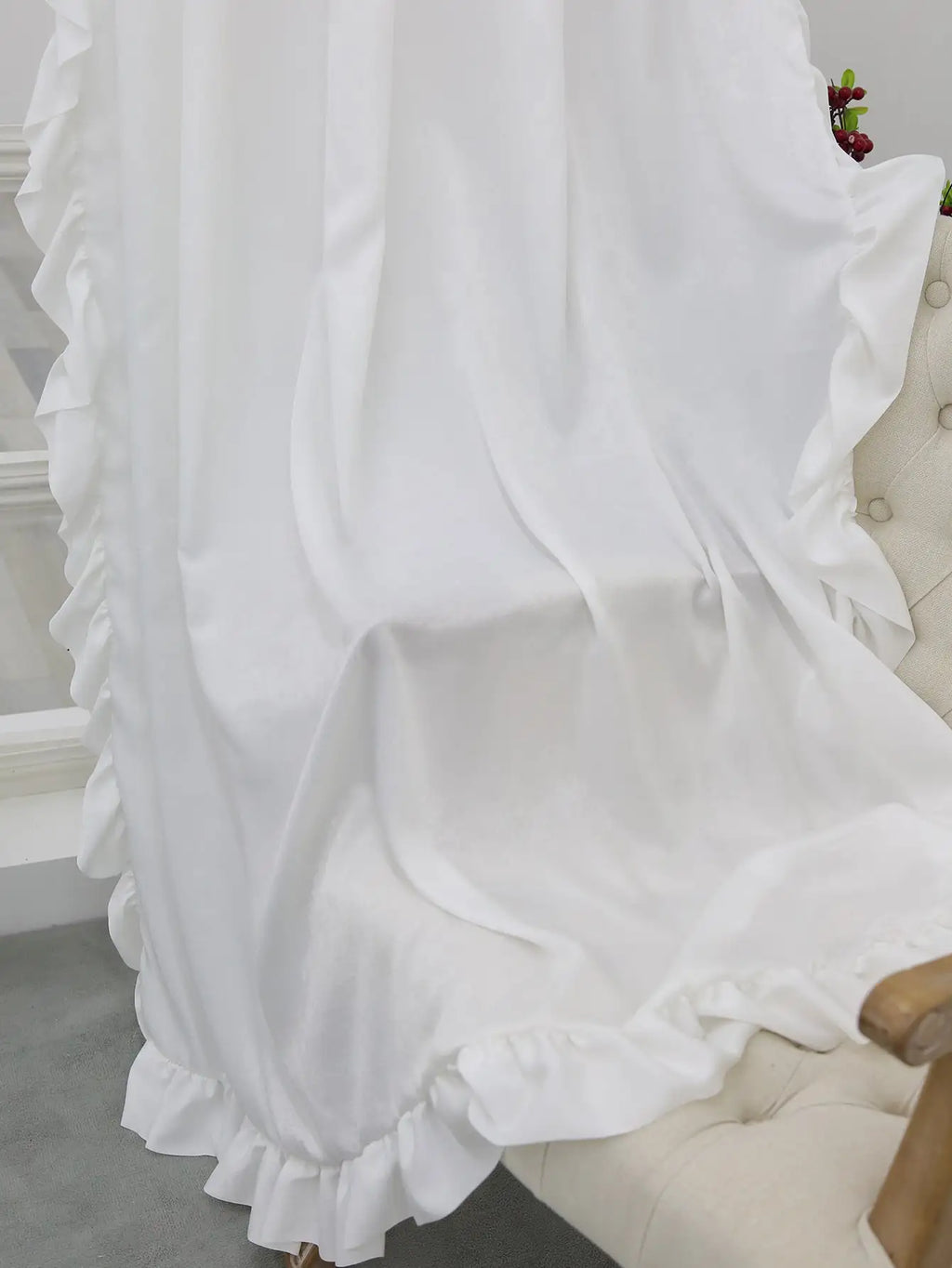 STORESDE White Smooth Velvet Double Hat Curtains, Decoration For Living Room And Bedroom Windows, White Curtains For Weddings, Gatherings