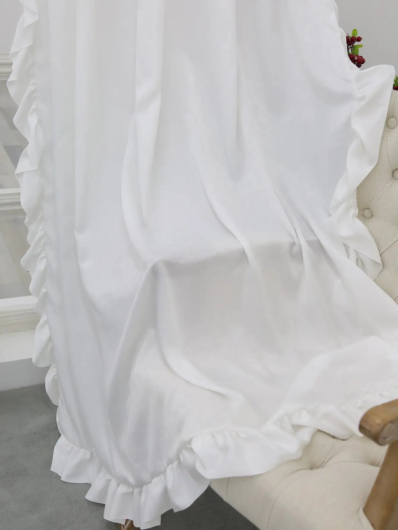 STORESDE White Smooth Velvet Double Hat Curtains, Decoration For Living Room And Bedroom Windows, White Curtains For Weddings, Gatherings