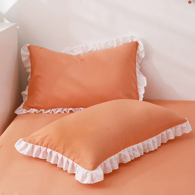 STORESDE Princess Pillowcases With Ruffles Multiple Sizes Pillow Cover Comfortable Pillow Case For Adults Kids