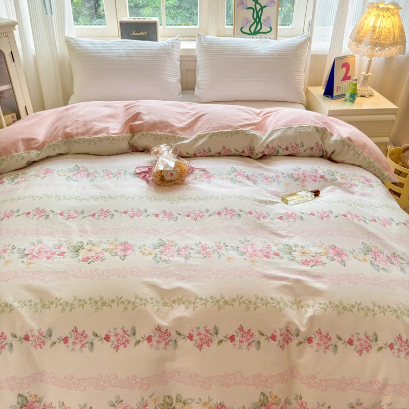 STORESDE 100% Cotton Duvet Cover - Floral Printed Design, Luxury Pre-Washed Finish, Single Duvet Cover for Bedroom - Easy Care