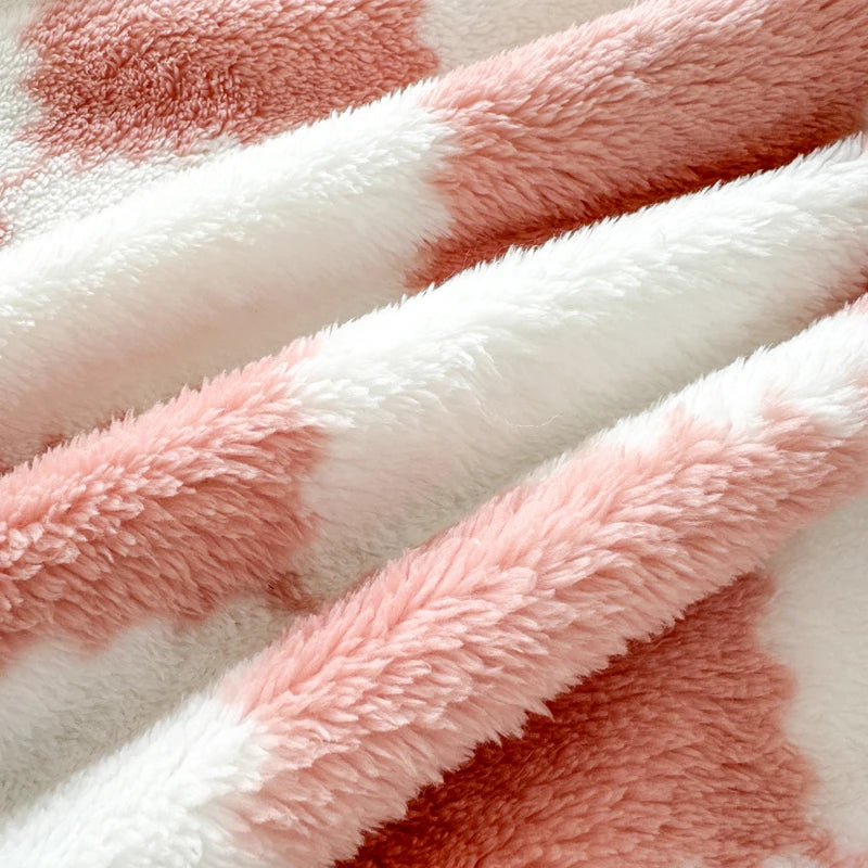 STORESDE 1 piece pink white flannel panda fleece soft and comfortable blanket nap blanket suitable for sofa bed sofa office suitable