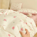 STORESDE 100%Cotton Duvet Cover Flower Printed Quilt Cover for Girls Single/Double/Queen Size Pink funda nordica (without pillowcase)