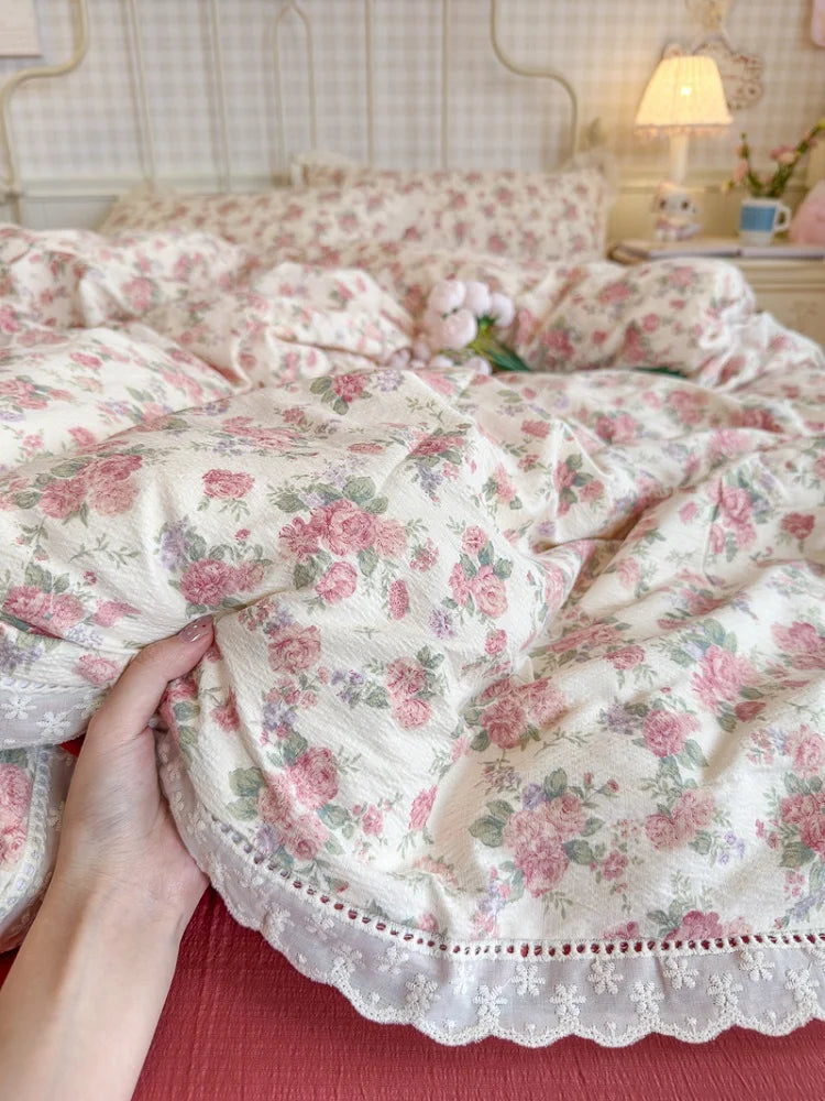 STORESDE Princess Style Floral Bed Sheets Set Duvet Cover Bedding Set постельное белье Set Room Decoration Birthday Gift Bedroom