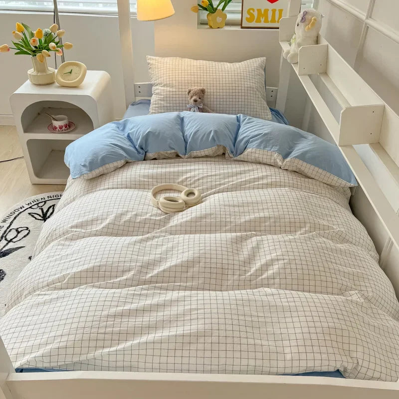 STORESDE Home Quality Bedding Set Soft Cotton Duvet Cover Pillowcase Flat Sheet 3pcs Set Home Textiles Bedding Adjustable 0.9-1.2m Bed 이불