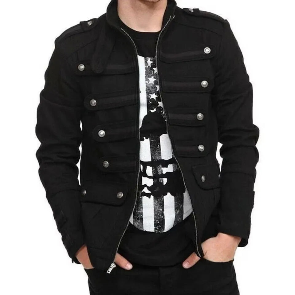 STORESDE Men’s Black Gothic Steampunk Vintage Military Parade Guard Uniform Band Jacket