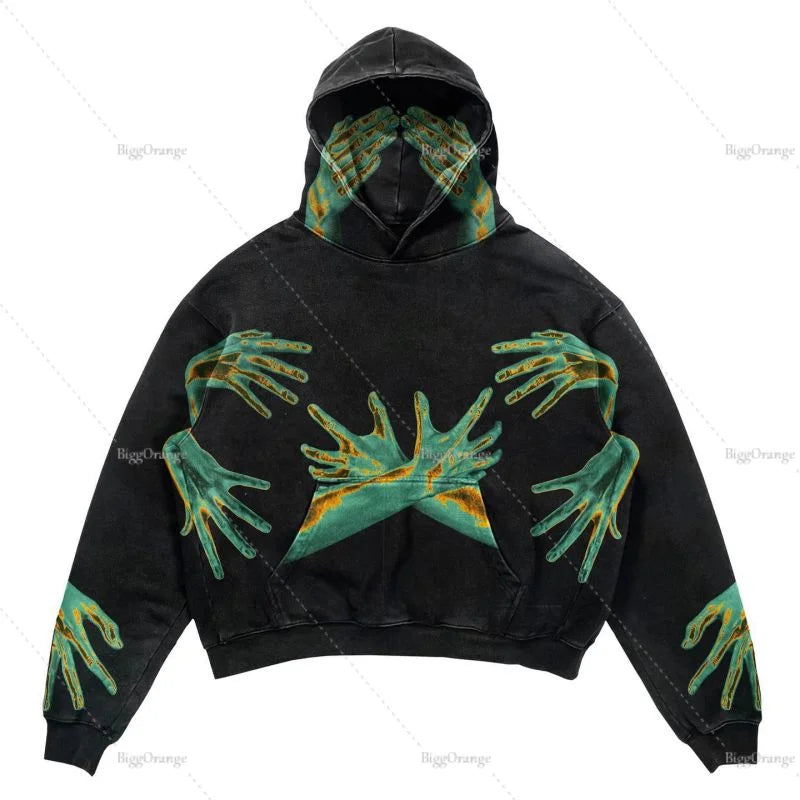 STORESDE Punk Wind Ninja Printed Long-sleeved Hoodies Couples Hip-hop Street Y2k Street Loose Fashion Oversized Hoodies Harajuku Goth Top